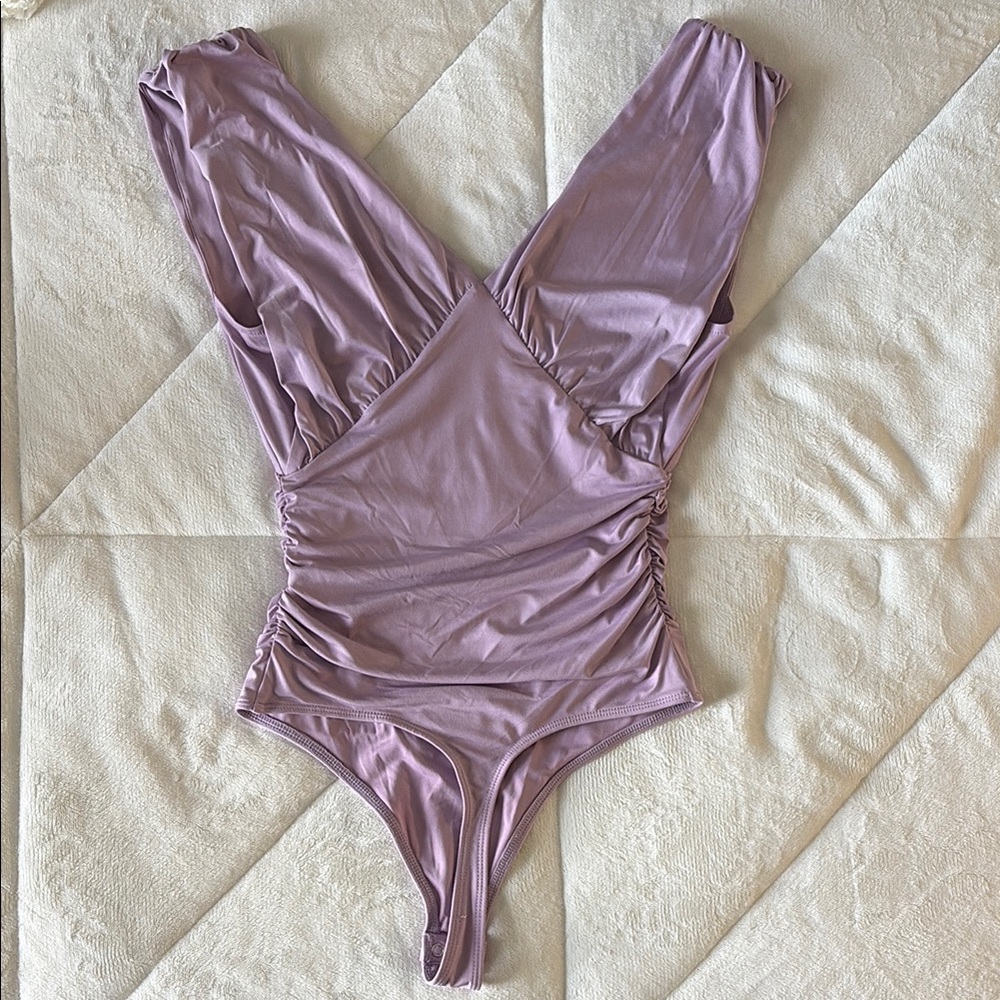 Express Mauve Ruched Bodysuit